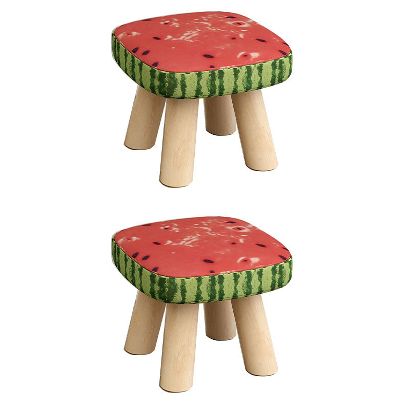 Modern Ottoman Cotton Detachable Seat Cover Solid Color Square Ottoman