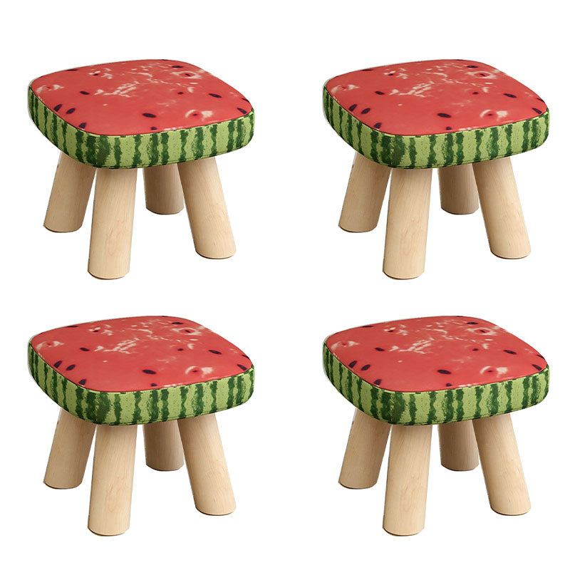 Modern Ottoman Cotton Detachable Seat Cover Solid Color Square Ottoman