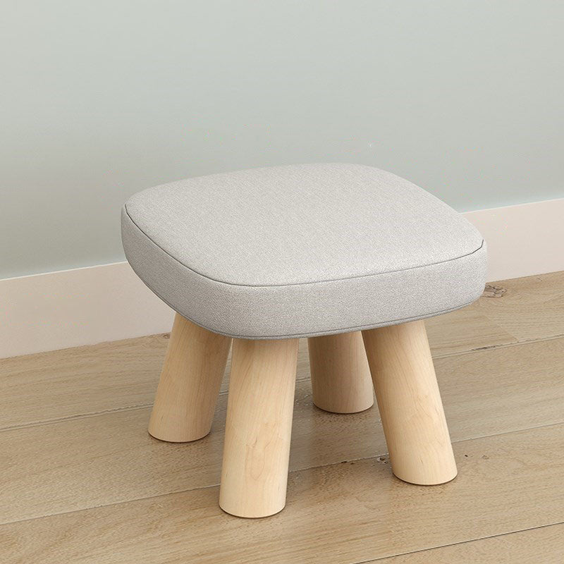 Modern Ottoman Cotton Detachable Seat Cover Solid Color Square Ottoman