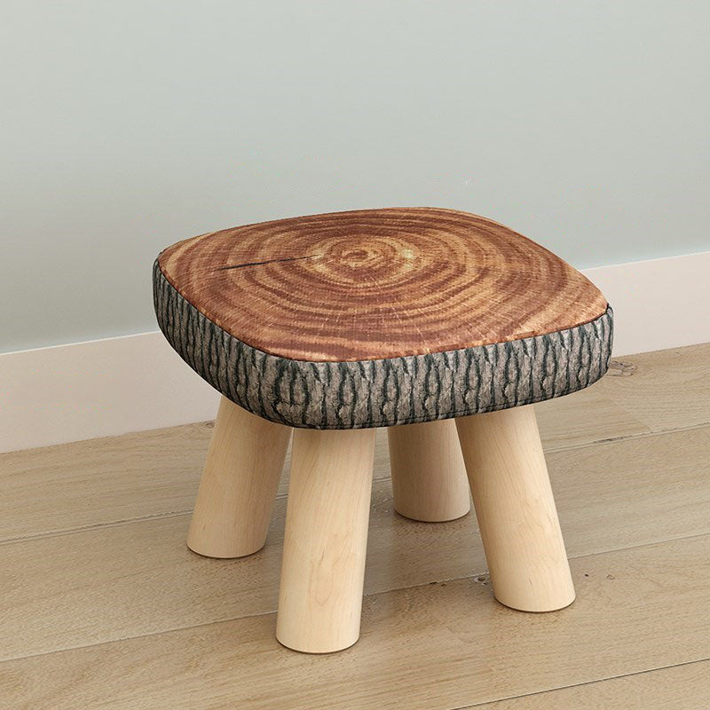 Modern Ottoman Cotton Detachable Seat Cover Solid Color Square Ottoman