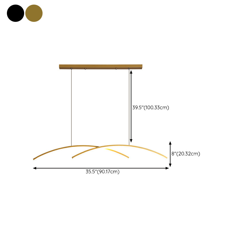 LED Island Lighting Modern Golden/Black Ceiling Light for Dining Room