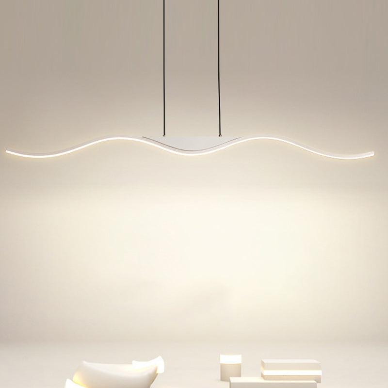 White Single Modernism Kitchen Island Lighting Unique Metallic Ceiling Light