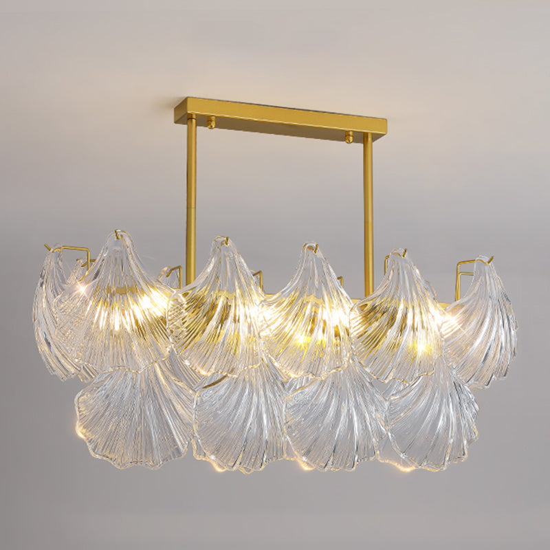 Modern Metal Ceiling Light Geometric Shape Hanging Lamp with Shell Shade for Living Room