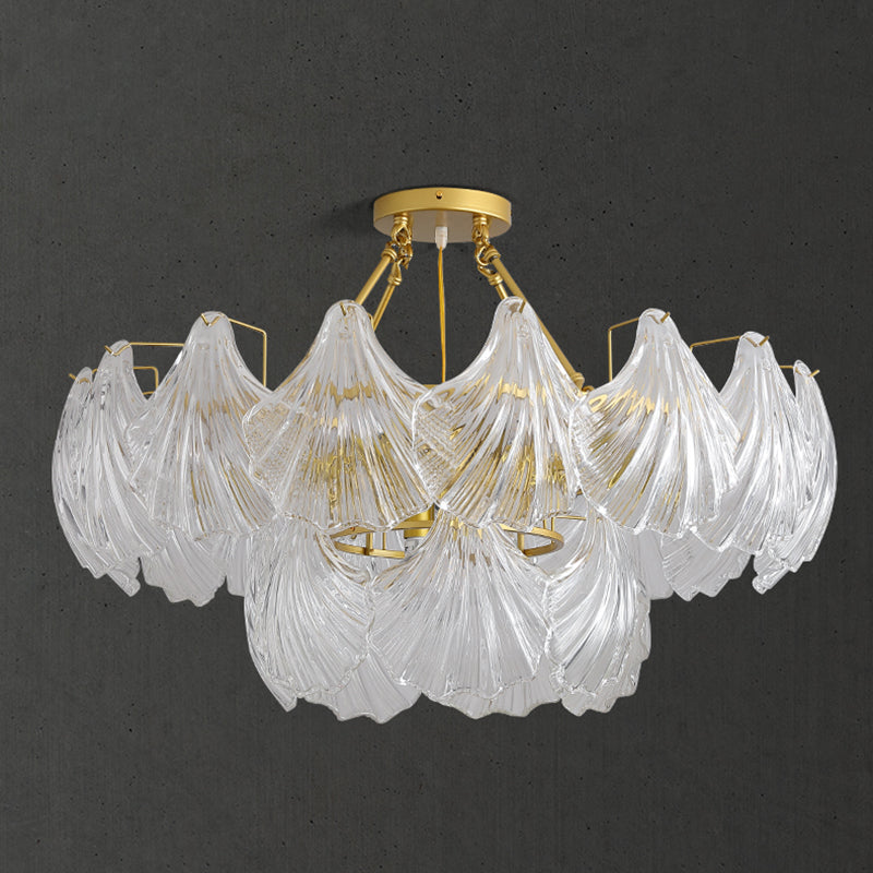 Modern Metal Ceiling Light Geometric Shape Hanging Lamp with Shell Shade for Living Room