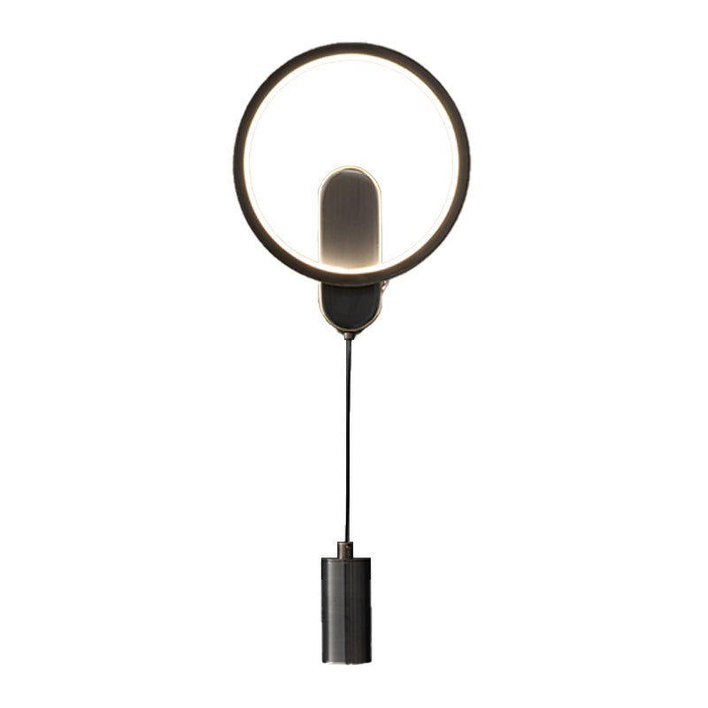 Modern Metal Wall Sconce Cylinder Shape Wall Light with Silicone Shade for Bedroom