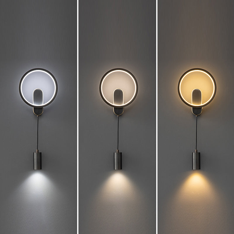 Modern Metal Wall Sconce Cylinder Shape Wall Light with Silicone Shade for Bedroom