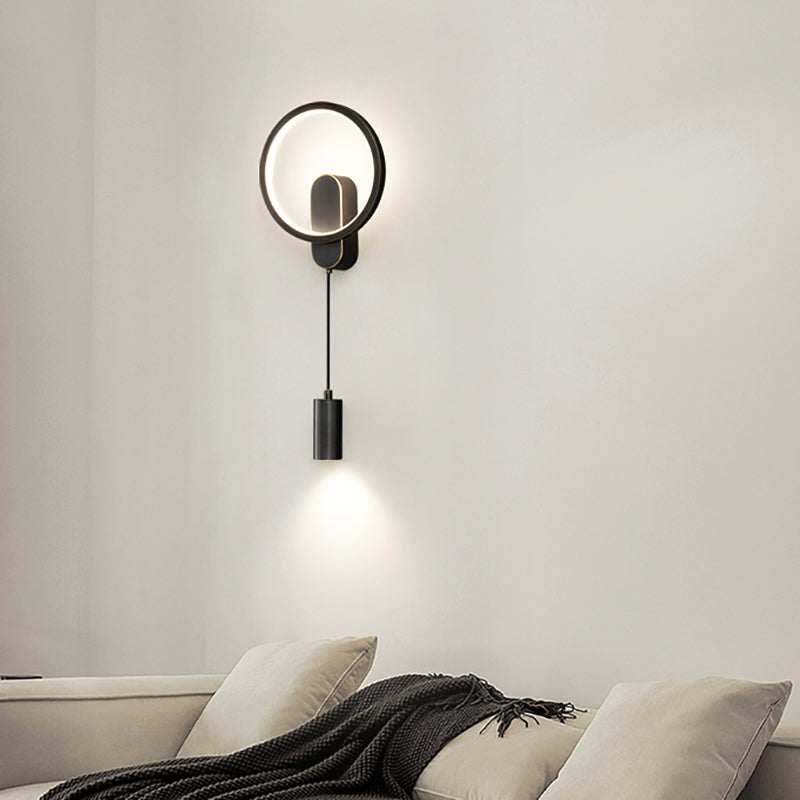 Modern Metal Wall Sconce Cylinder Shape Wall Light with Silicone Shade for Bedroom