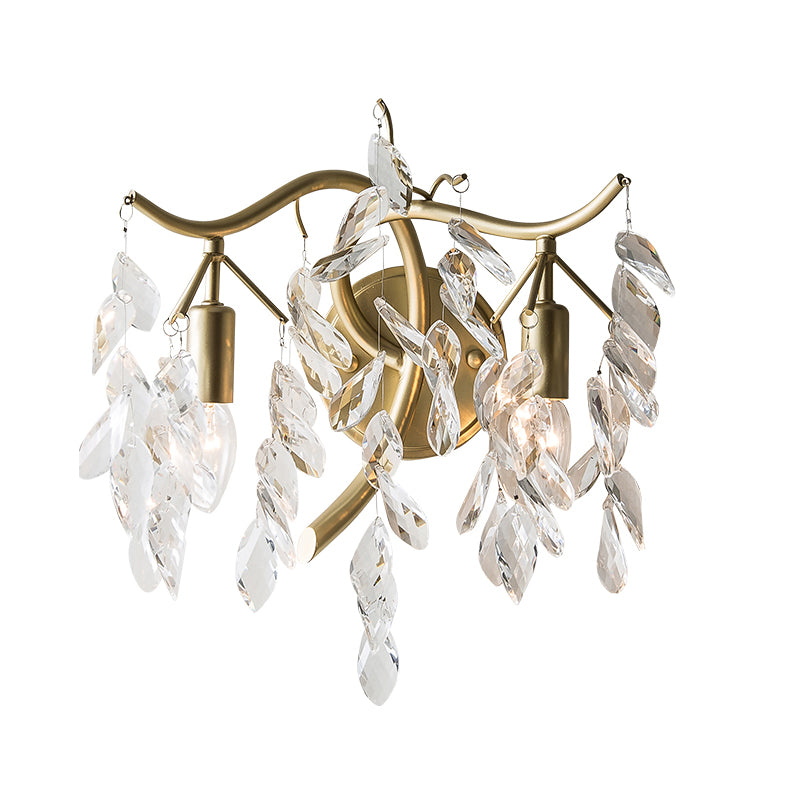 Unique Shape Metal Wall Lighting Modern Style 2 Lights Wall Mounted Light in Gold