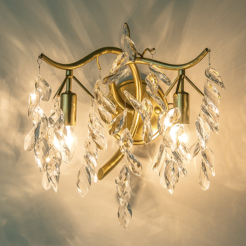 Unique Shape Metal Wall Lighting Modern Style 2 Lights Wall Mounted Light in Gold