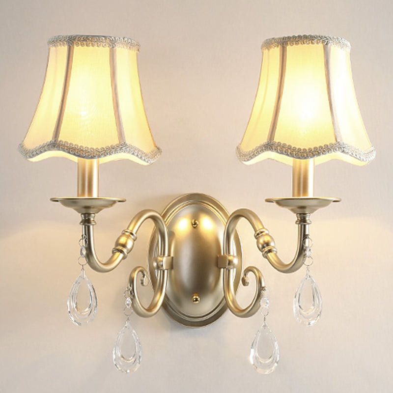 Nordic Style Crystal Vanity Light Fabric Shade Vanity Lamp for Shower Room