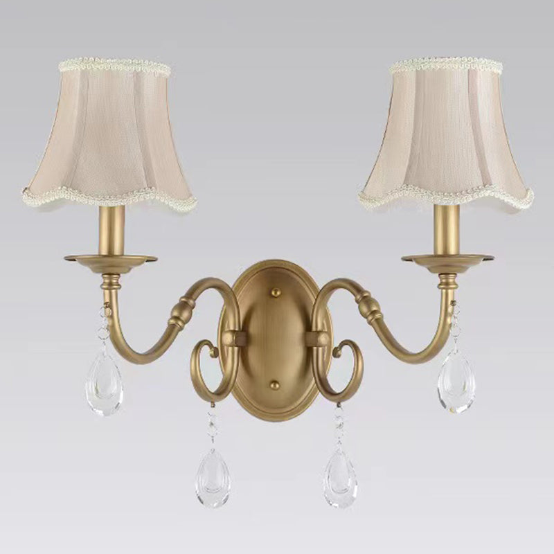 Nordic Style Crystal Vanity Light Fabric Shade Vanity Lamp for Shower Room