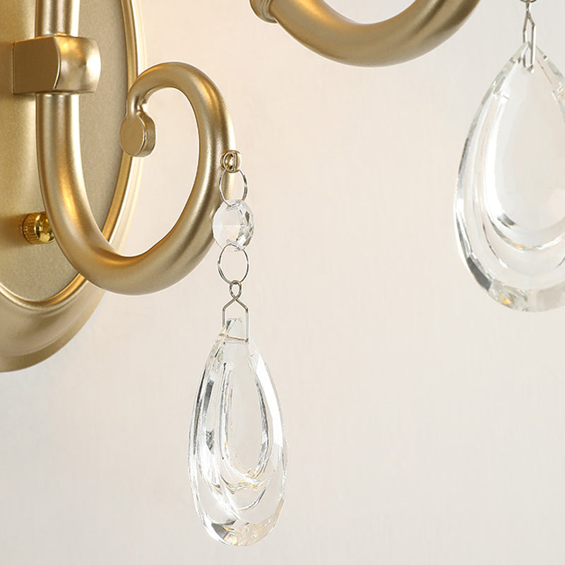 Nordic Style Crystal Vanity Light Fabric Shade Vanity Lamp for Shower Room