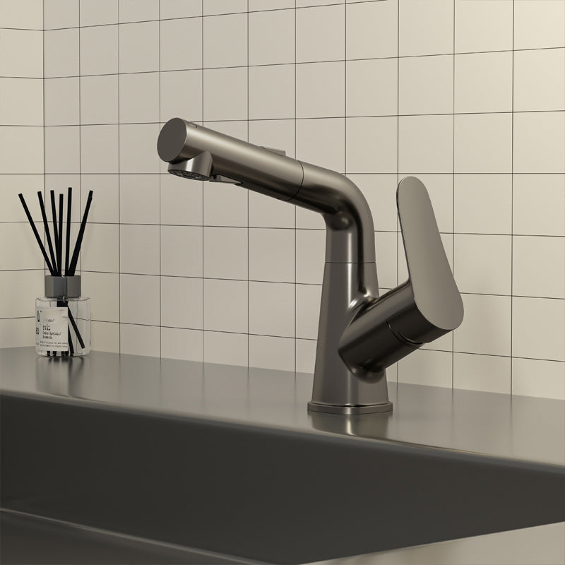Swivel Spout Vessel Sink Faucet Lever Handle with Pull Out Sprayer