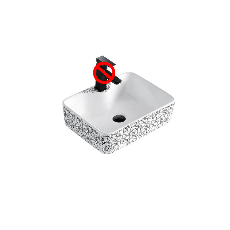 Contemporary Bathroom Sink Porcelain Rectangular Vessel Sink(Not Including Faucet)