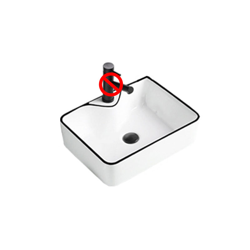 Contemporary Bathroom Sink Porcelain Rectangular Vessel Sink(Not Including Faucet)