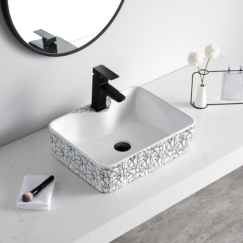Contemporary Bathroom Sink Porcelain Rectangular Vessel Sink(Not Including Faucet)