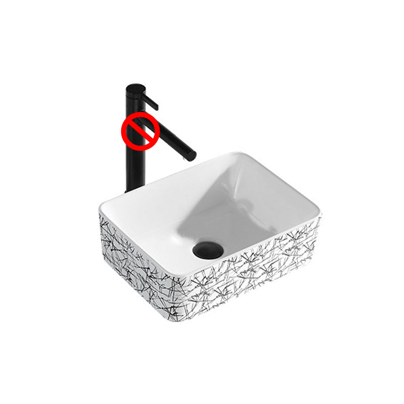 Contemporary Bathroom Sink Porcelain Rectangular Vessel Sink(Not Including Faucet)