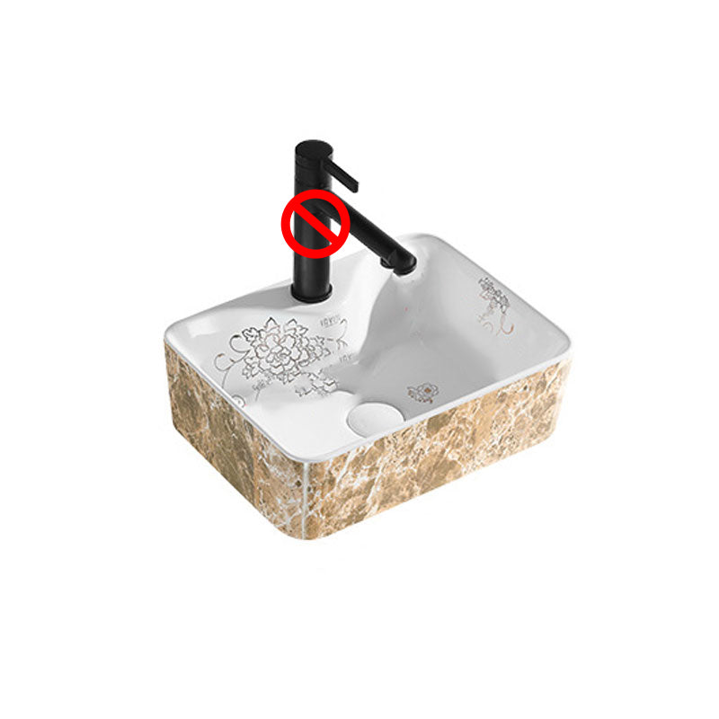 Contemporary Bathroom Sink Porcelain Rectangular Vessel Sink(Not Including Faucet)