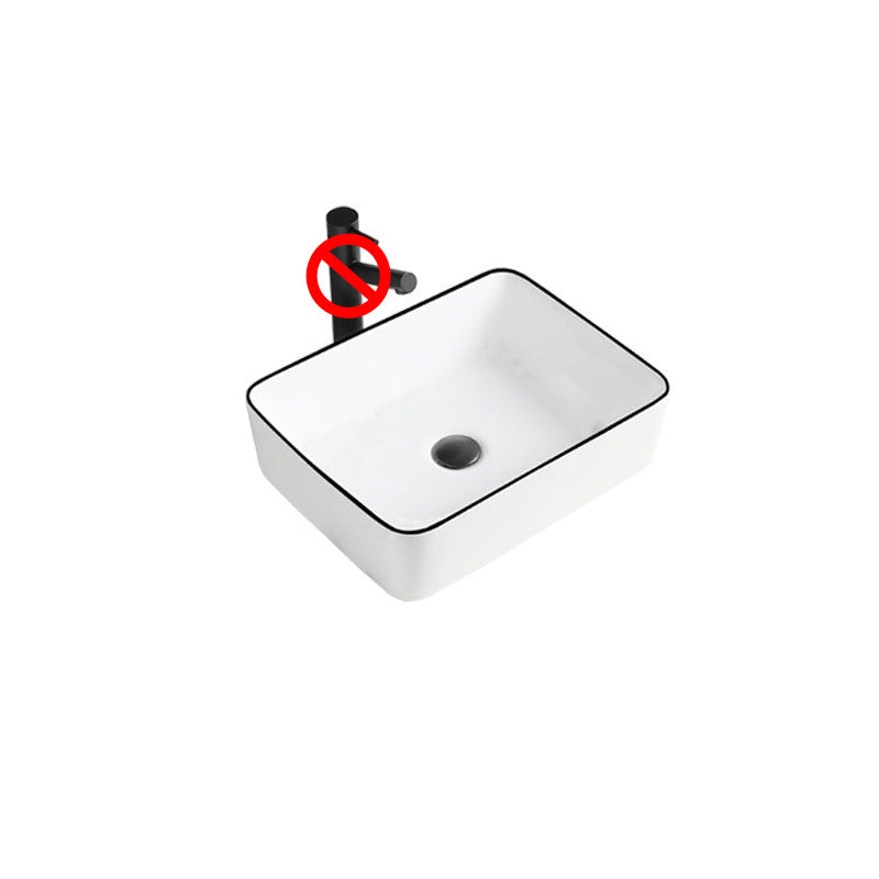 Contemporary Bathroom Sink Porcelain Rectangular Vessel Sink(Not Including Faucet)