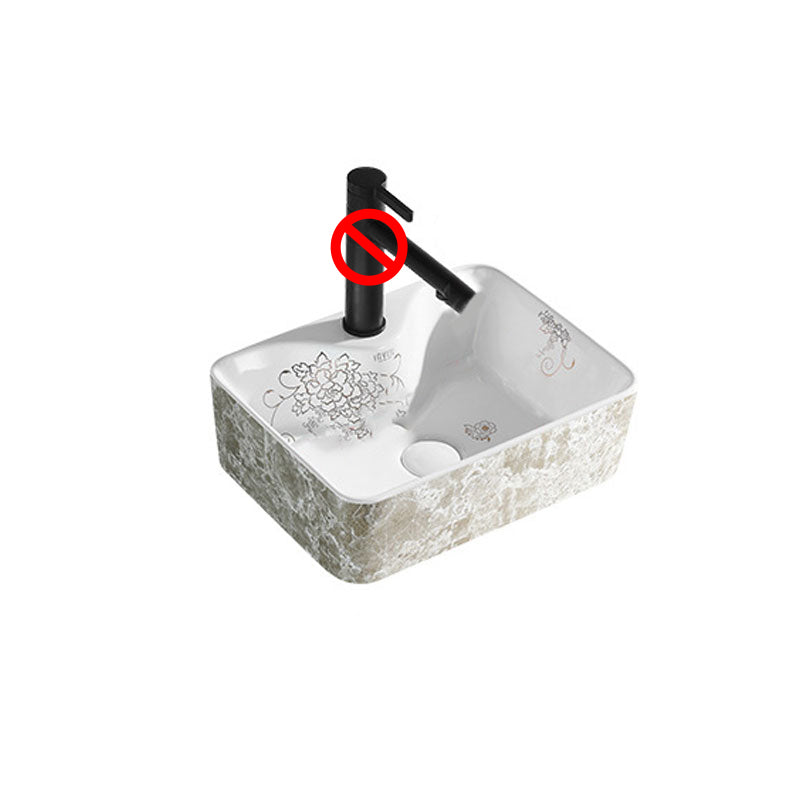 Contemporary Bathroom Sink Porcelain Rectangular Vessel Sink(Not Including Faucet)