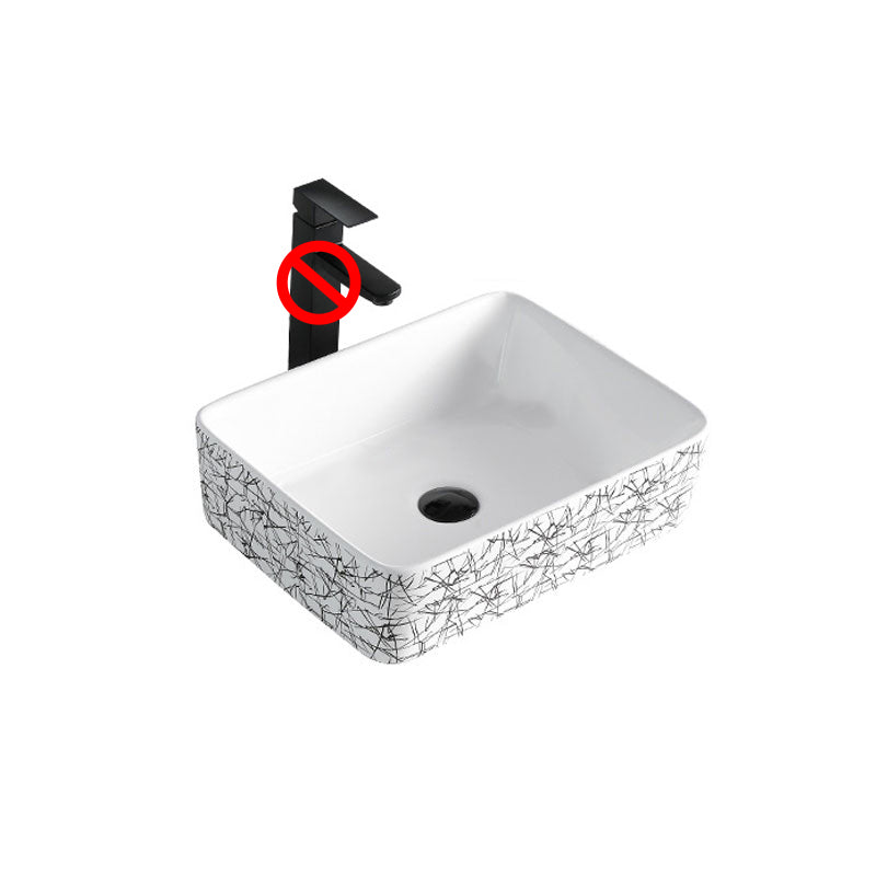 Contemporary Bathroom Sink Porcelain Rectangular Vessel Sink(Not Including Faucet)