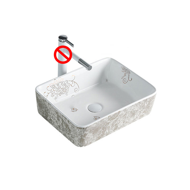 Contemporary Bathroom Sink Porcelain Rectangular Vessel Sink(Not Including Faucet)