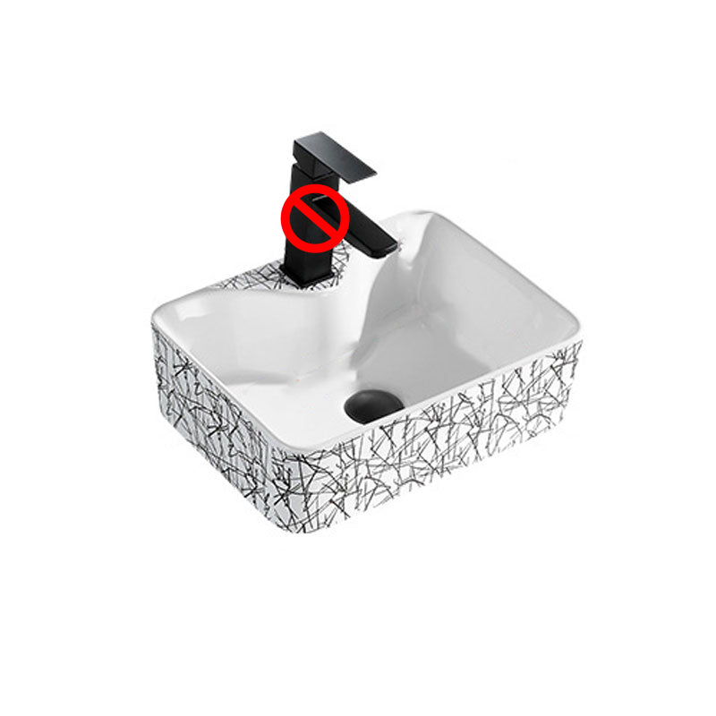 Contemporary Bathroom Sink Porcelain Rectangular Vessel Sink(Not Including Faucet)