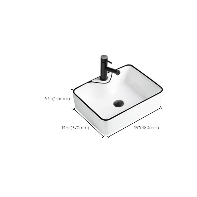 Contemporary Bathroom Sink Porcelain Rectangular Vessel Sink(Not Including Faucet)