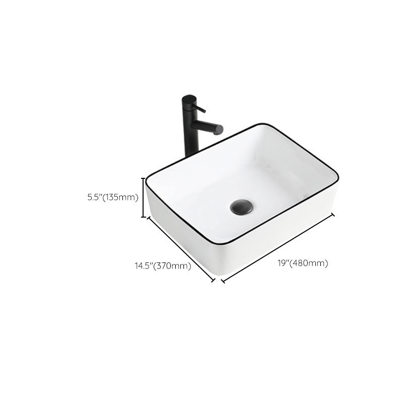 Contemporary Bathroom Sink Porcelain Rectangular Vessel Sink(Not Including Faucet)