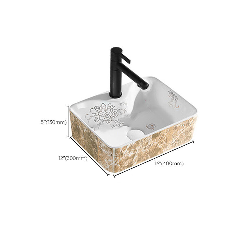Contemporary Bathroom Sink Porcelain Rectangular Vessel Sink(Not Including Faucet)