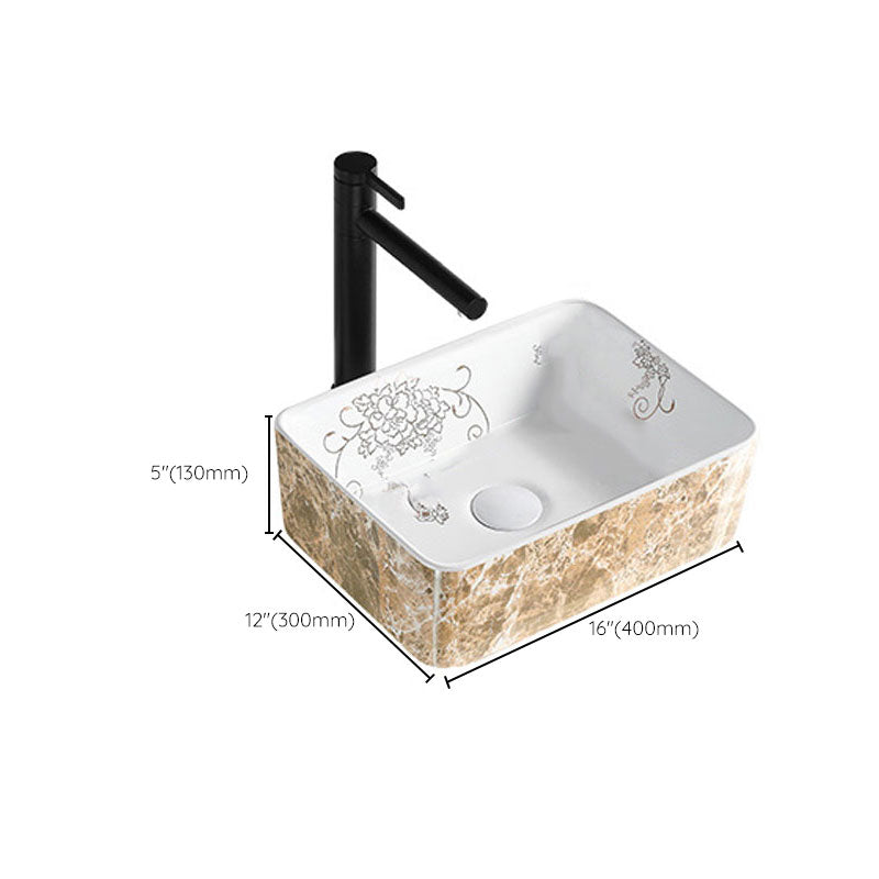 Contemporary Bathroom Sink Porcelain Rectangular Vessel Sink(Not Including Faucet)