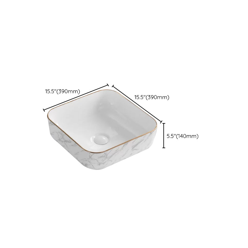 Contemporary Bathroom Sink with Pop-Up Drain Porcelain Oval-Shape Vessel Bathroom Sink