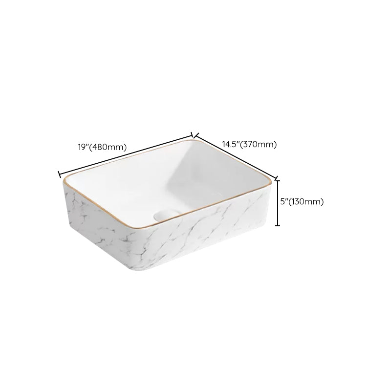 Contemporary Bathroom Sink with Pop-Up Drain Porcelain Oval-Shape Vessel Bathroom Sink