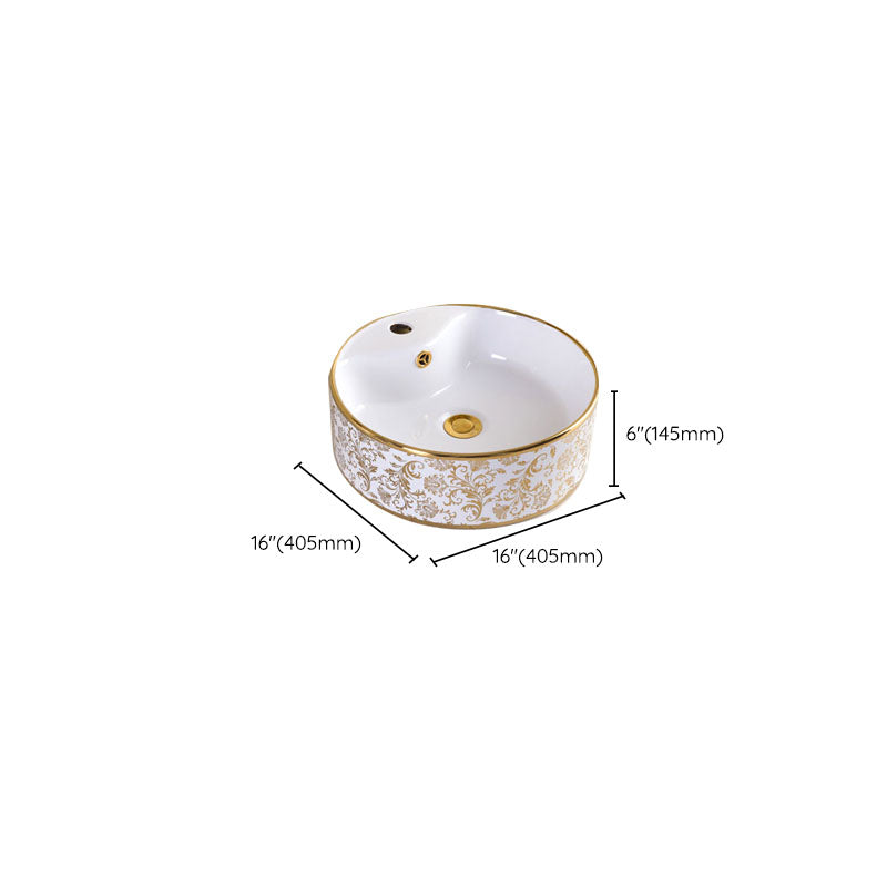 Traditional Vessel Sink Oval Porcelain with Pop-Up Drain and Faucet Vessel Lavatory Sink