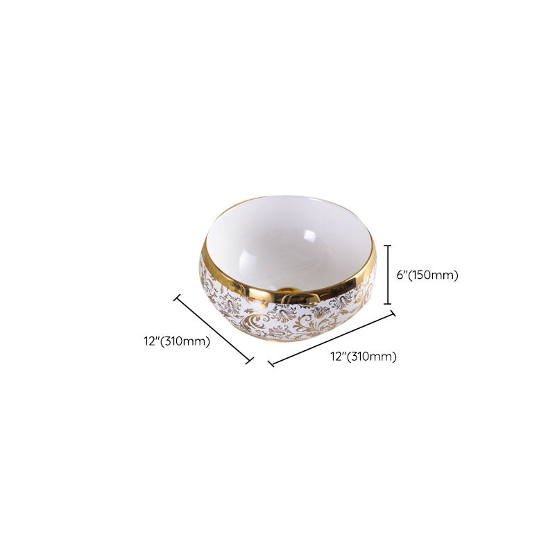 Traditional Vessel Sink Oval Porcelain with Pop-Up Drain and Faucet Vessel Lavatory Sink