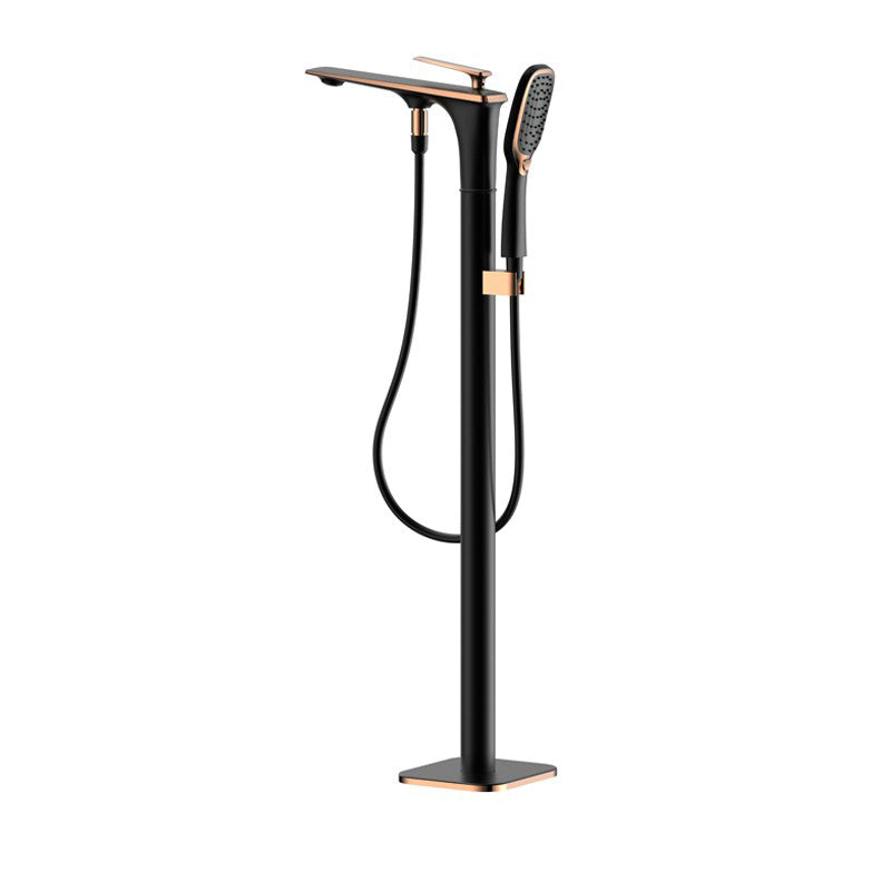 Modern Freestanding Tub Filler Trim Copper with Hand Shower Floor Mount Tub Filler