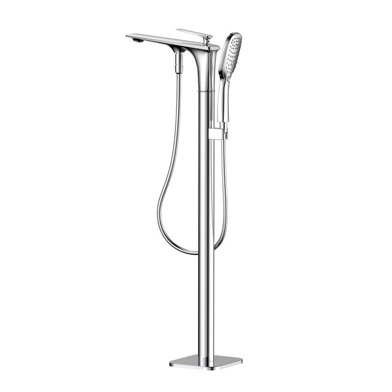 Modern Freestanding Tub Filler Trim Copper with Hand Shower Floor Mount Tub Filler