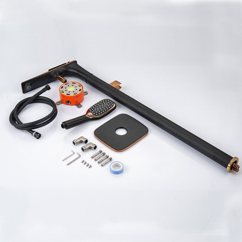 Modern Freestanding Tub Filler Trim Copper with Hand Shower Floor Mount Tub Filler