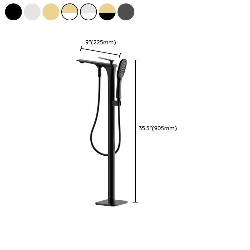 Modern Freestanding Tub Filler Trim Copper with Hand Shower Floor Mount Tub Filler