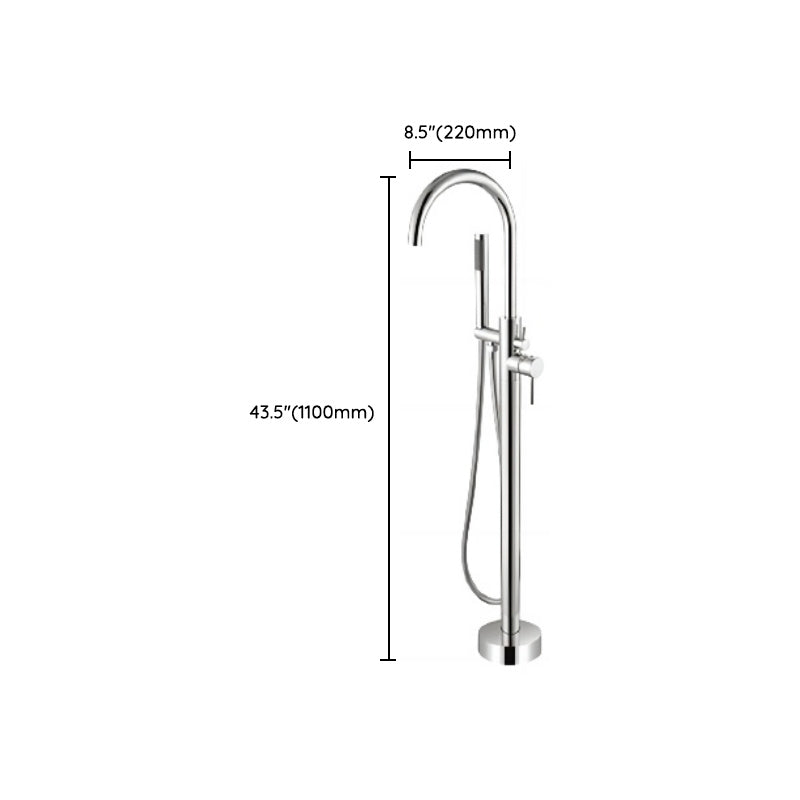 Modern Freestanding Tub Filler Trim Copper with Hand Shower Floor Mount Tub Filler