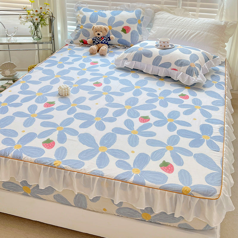 Cotton Fitted Sheet Floral Print Super Soft Bed Sheet Set for Bedroom