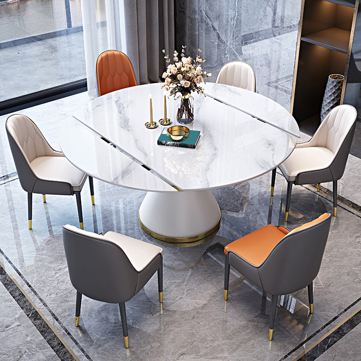 Modern Stone Foldable Dining Table Metal Base for Dining Room