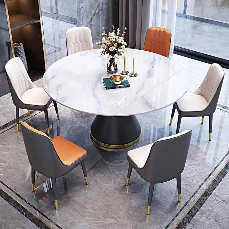 Modern Stone Foldable Dining Table Metal Base for Dining Room