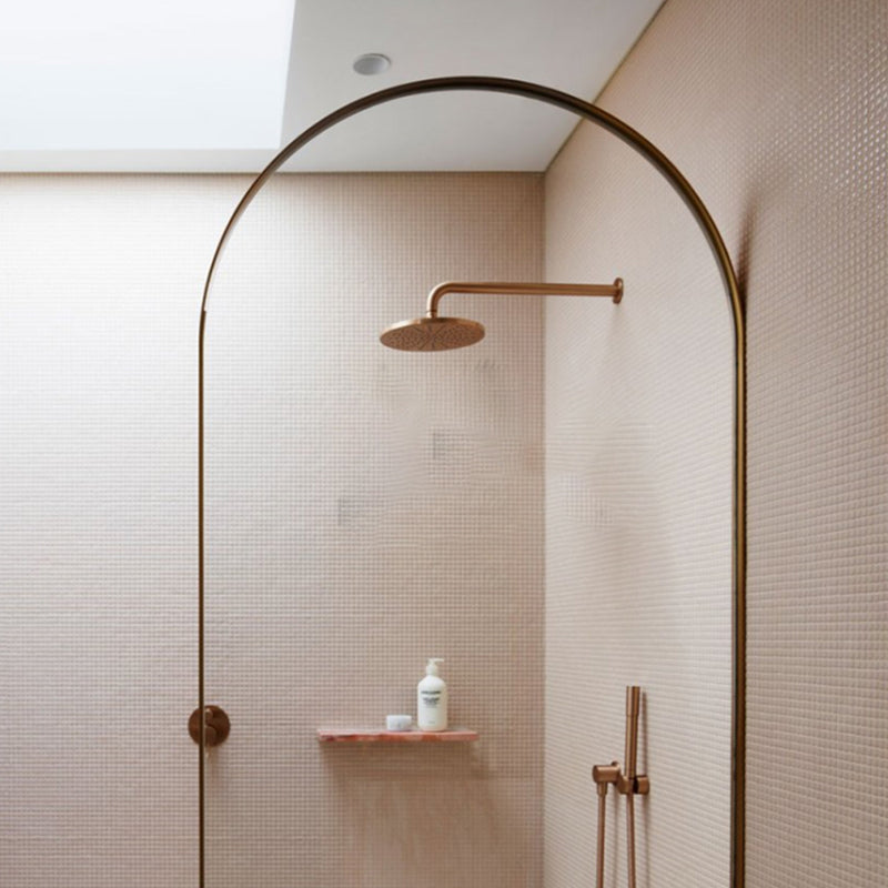 Gold Framed Shower Doors Fixed Panel Metal Clear Shower Bath Door