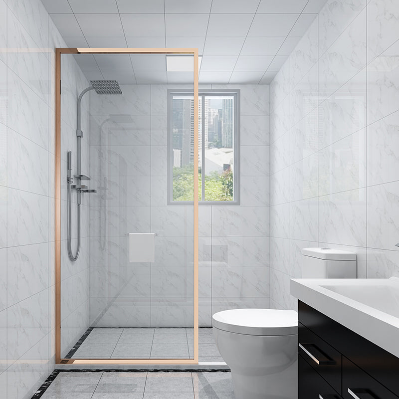 White Shower Bath Door Framed Single Fixed Clear Shower Door