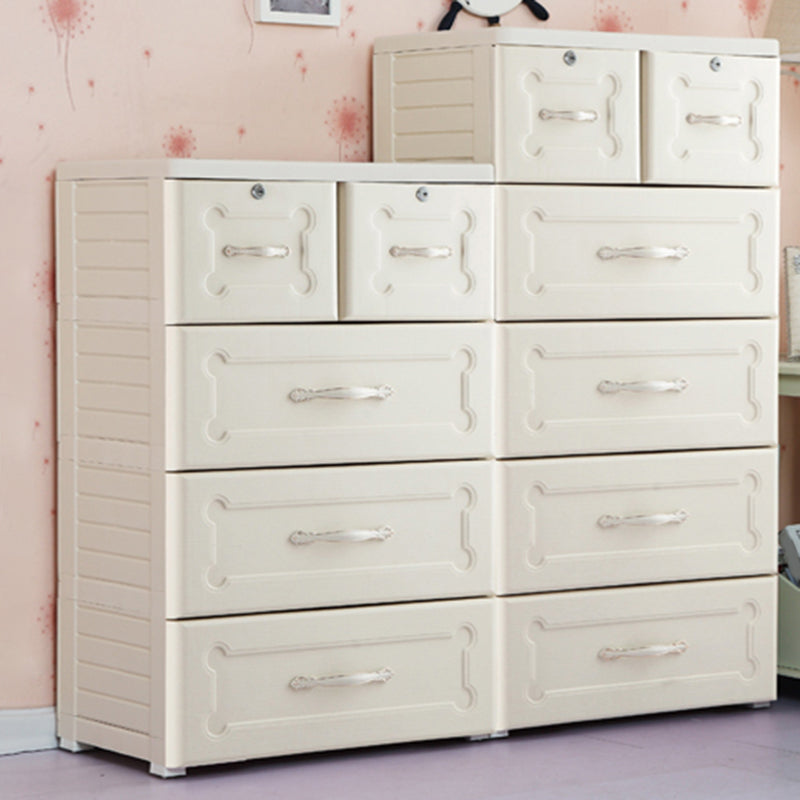 Plastic Vertical Kids Nightstand Contemporary Nursery Dresser for Home