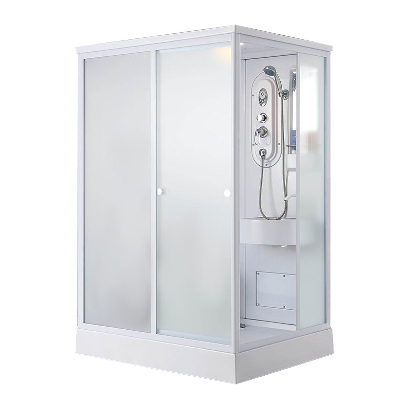 Framed Single Sliding Shower Kit Frosted Rectangle Shower Stall