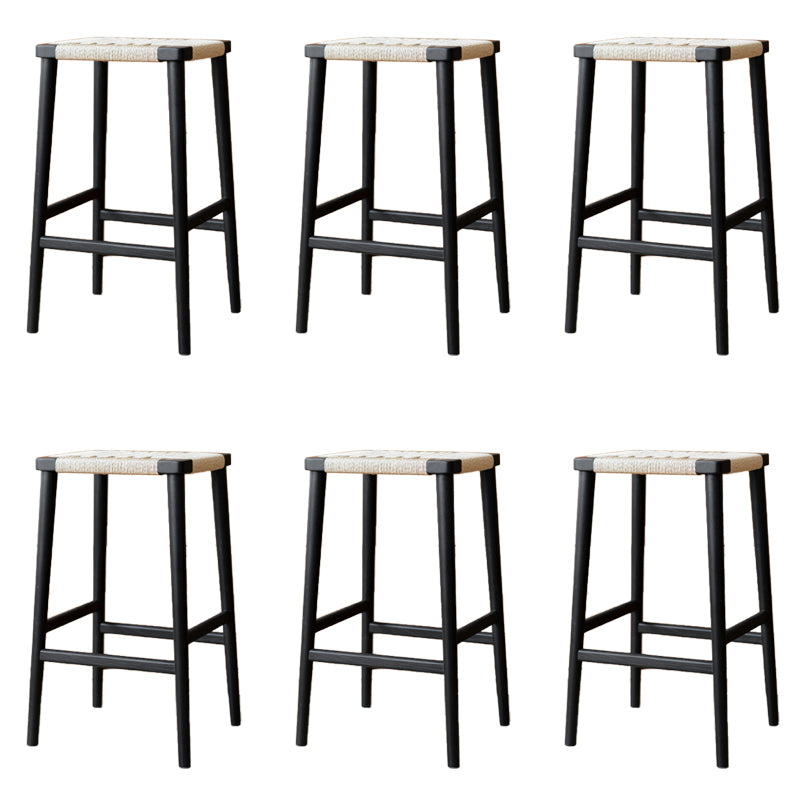 Backless Dining Stools Rectangle Armless Bar Stools with Wood Base