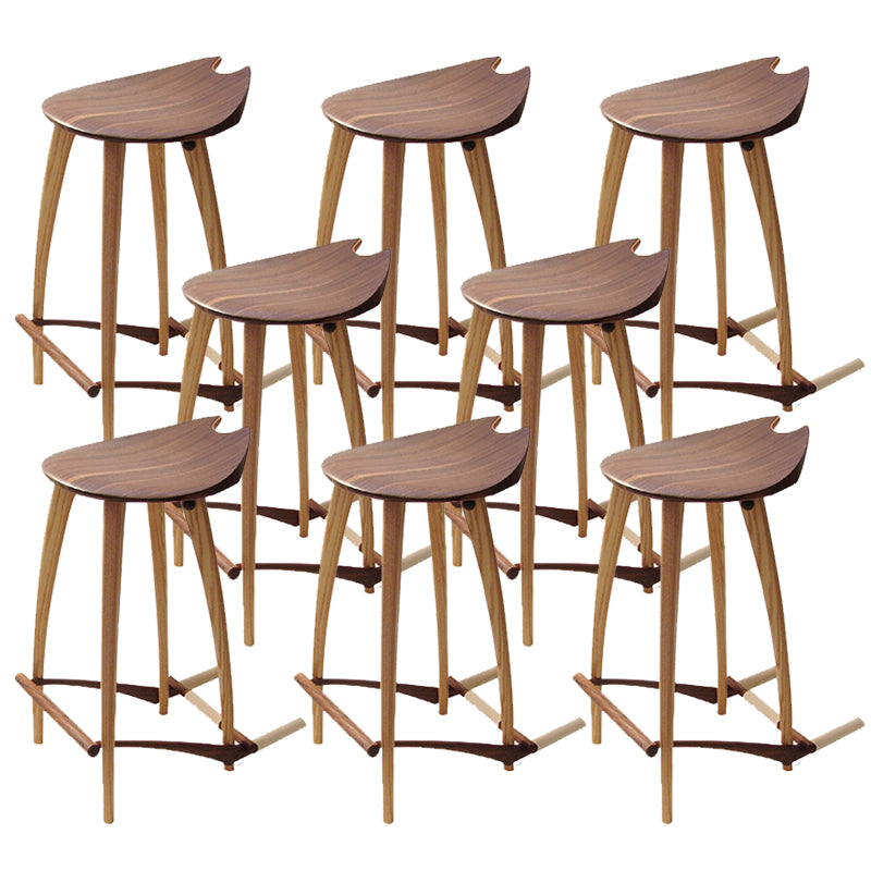 Solid Wood Backless Bar Stools Nordic Style Saddle Seat Bar Stool