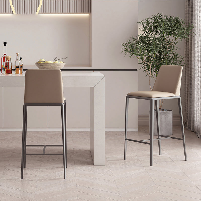 Upholstered Bar Stools Low Back Dining Stools with Metal Base